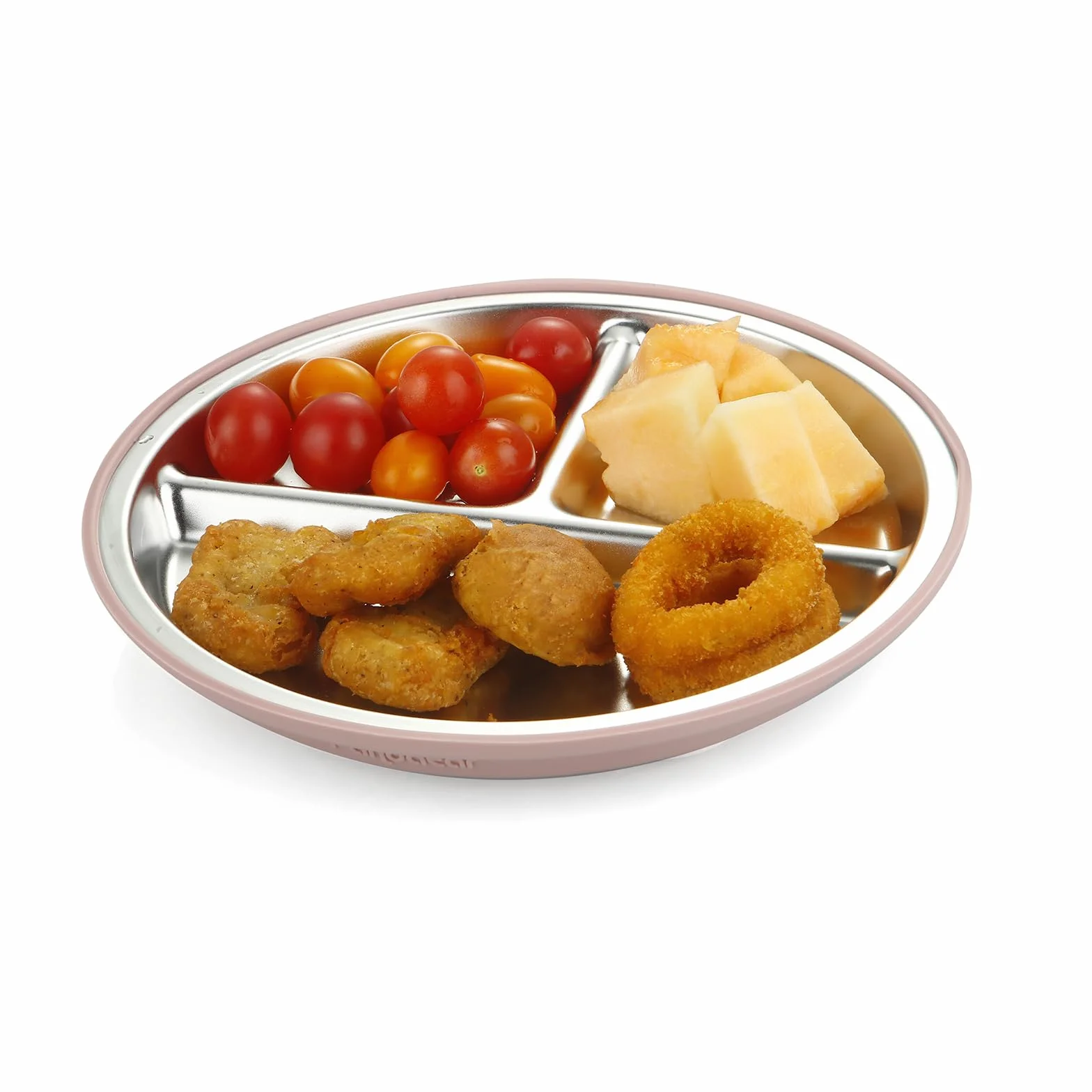 PandaEar Set Pappa 6-in-1 in Acciaio Inox per Bambini | Piatto Diviso con Ventosa, Ciotola, Bicchiere con Cannuccia, Bavaglino, Cucchiaio e Forchetta | Accessori per l'Autosvezzamento Senza BPA (Rosa)