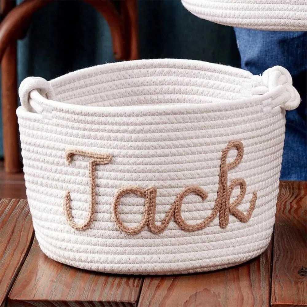 Cesto Fatto A Mano Personalizzato, Cesto Regalo Personalizzato For Baby Shower, Organizer For Pannolini For Bambini Con Nome Personalizzato For Bambina(L:28X16CM)