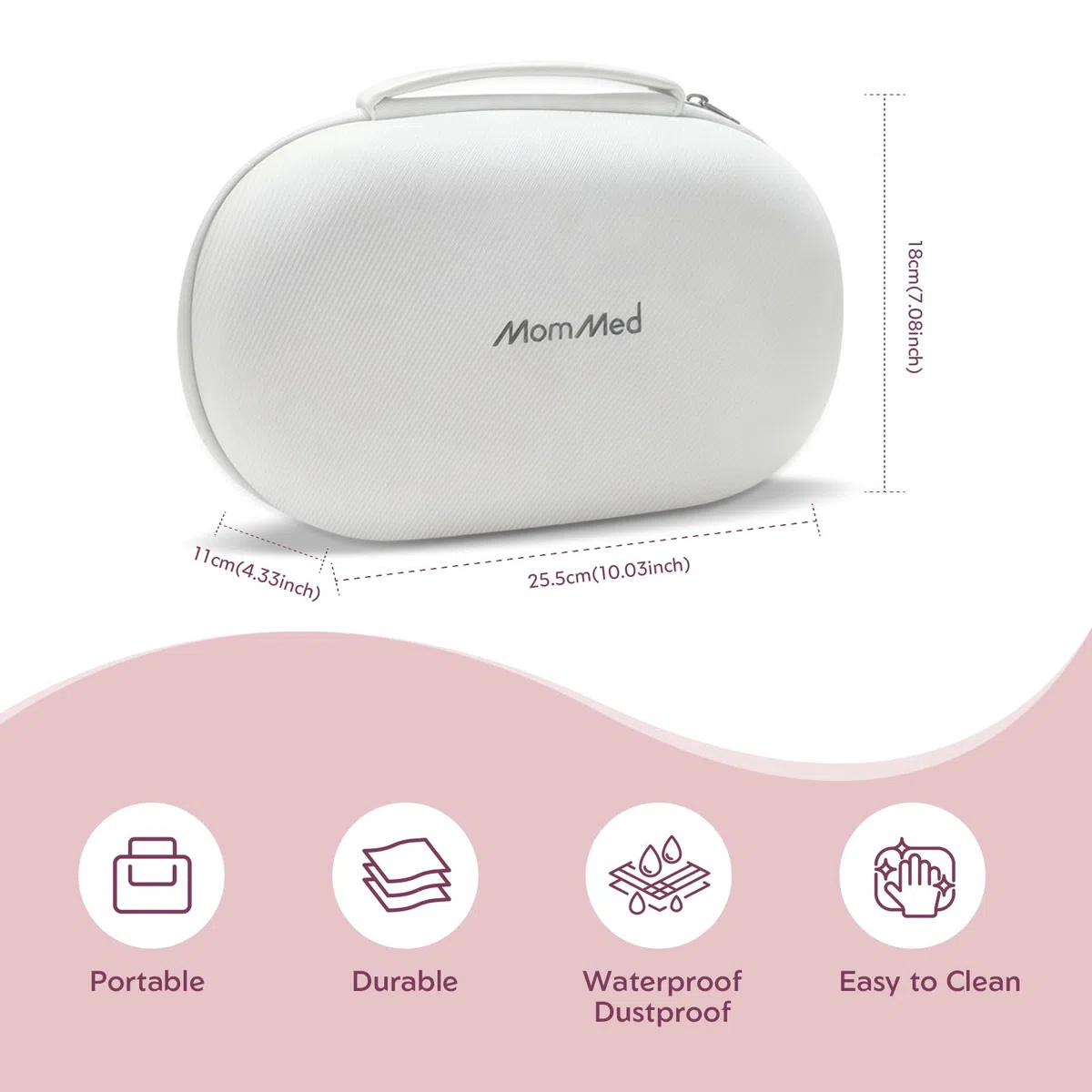 MOMMED Borsa per Tiralatte Indossabile, Custodia Rigida con Vassoio Impermeabile Rimovibile, Compatibile con Momcozy/Nuliie/Medela/Eufy/Paruu, Contiene 2 Tiralatte