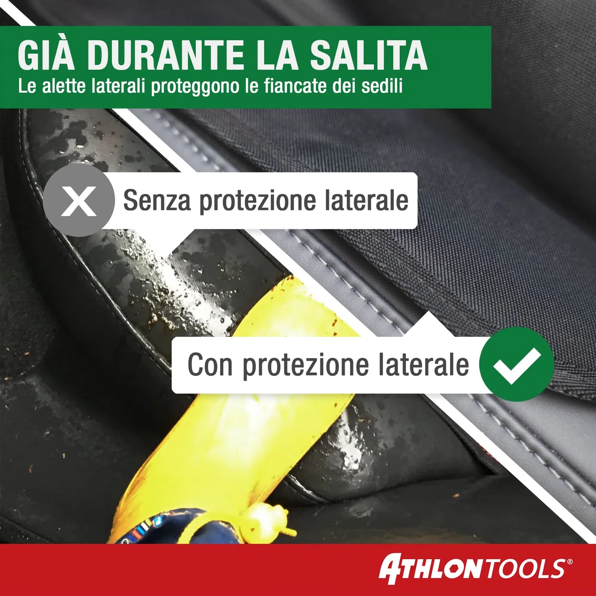 ATHLON TOOLS Tappetino per seggiolino per bambini con protezione laterale, vestibilità ottimale, compatibile con Isofix, imbottitura spessa, ovetti e rialzi per seduta, design brevettato di Amburgo