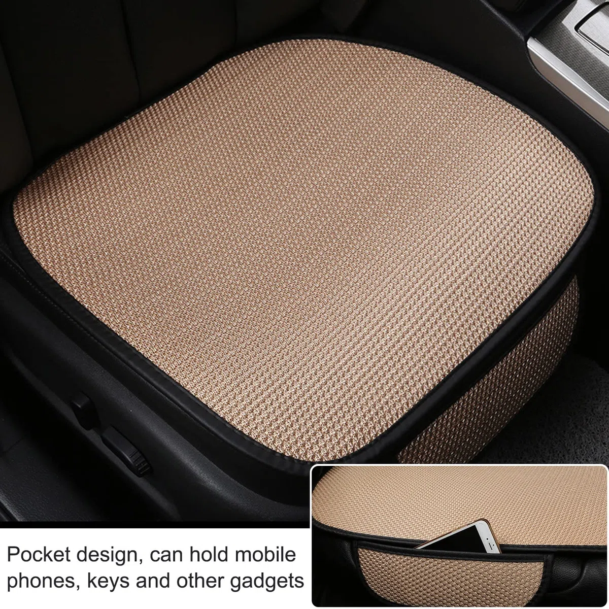 ALI2 2 Pezzi Cuscino per Sedile Auto, Copertura Universale, Copri Sedile Auto, Comodo e Fresco Rivestimento Auto, Beige