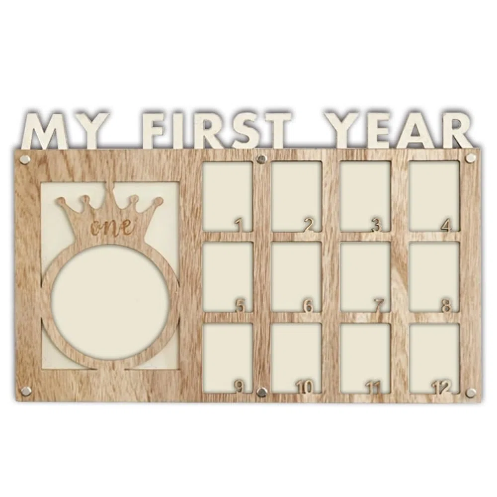Cornice portafoto per il primo anno del bambino, con scritta "My First Year", con 12 foto mensili, perfetta come regalo di compleanno