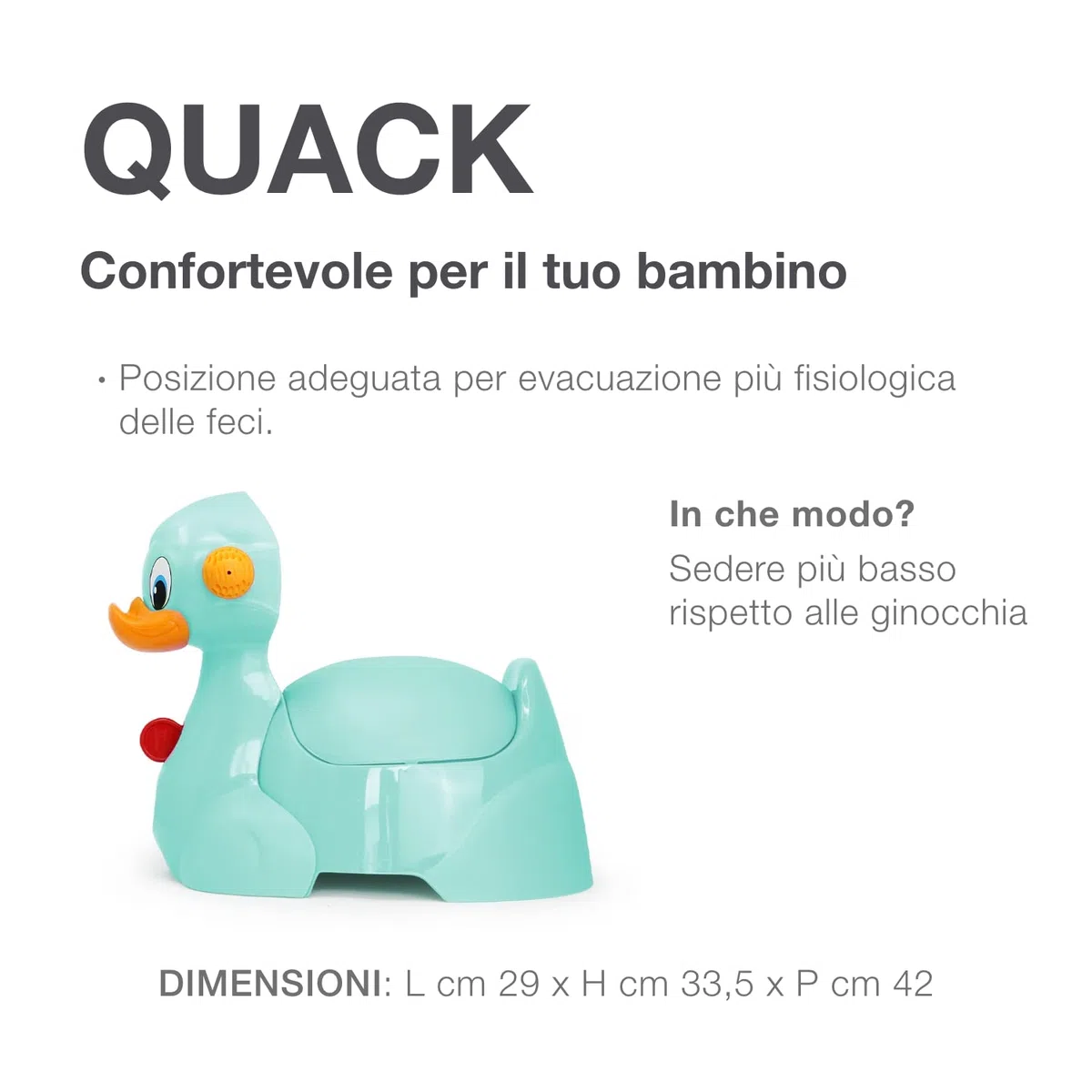 OKBABY Quack - Vasino per Bambini con Seduta Ergonomica, a Forma di Papera - Azzurro