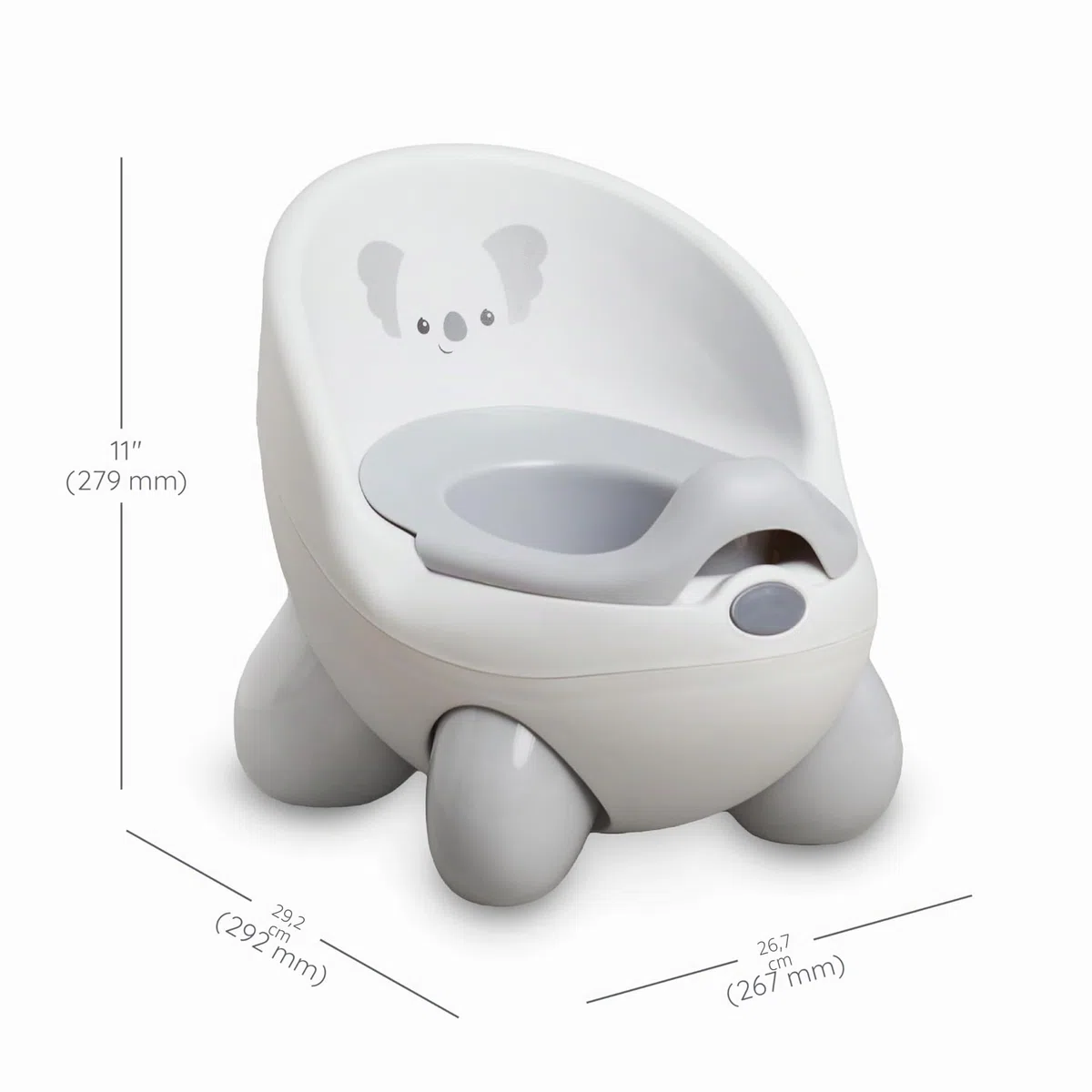 Infantino Vasino per Bambini, Ciotola Rimovibile con Paraspruzzi, Piedini Antiscivolo, Comodo Supporto Posteriore Sagomato, Unisex Bambini, Koala Grigio