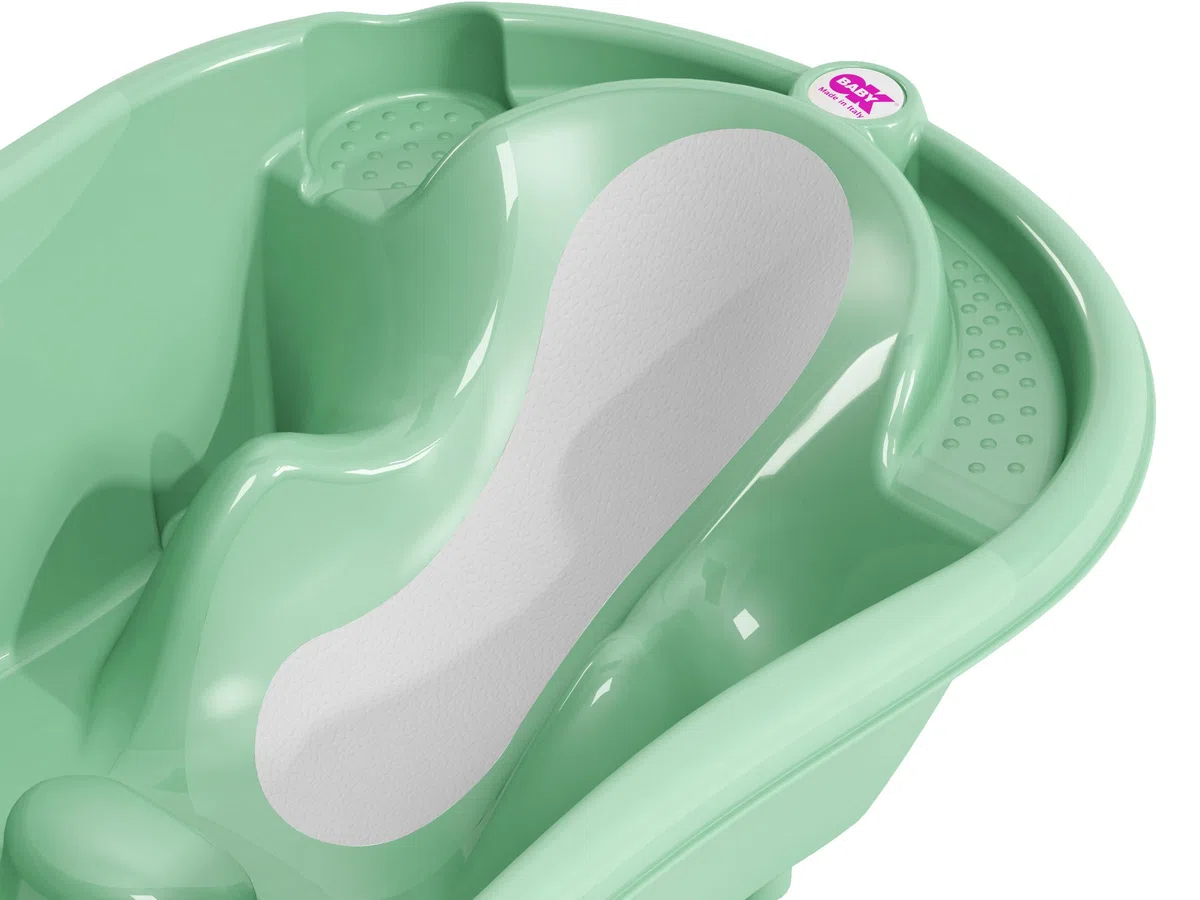 OKBABY Onda Evolution - Vaschetta dal Design Ergonomico con Seduta Antiscivolo per il Bagnetto del Neonato 0-12 Mesi - Verde
