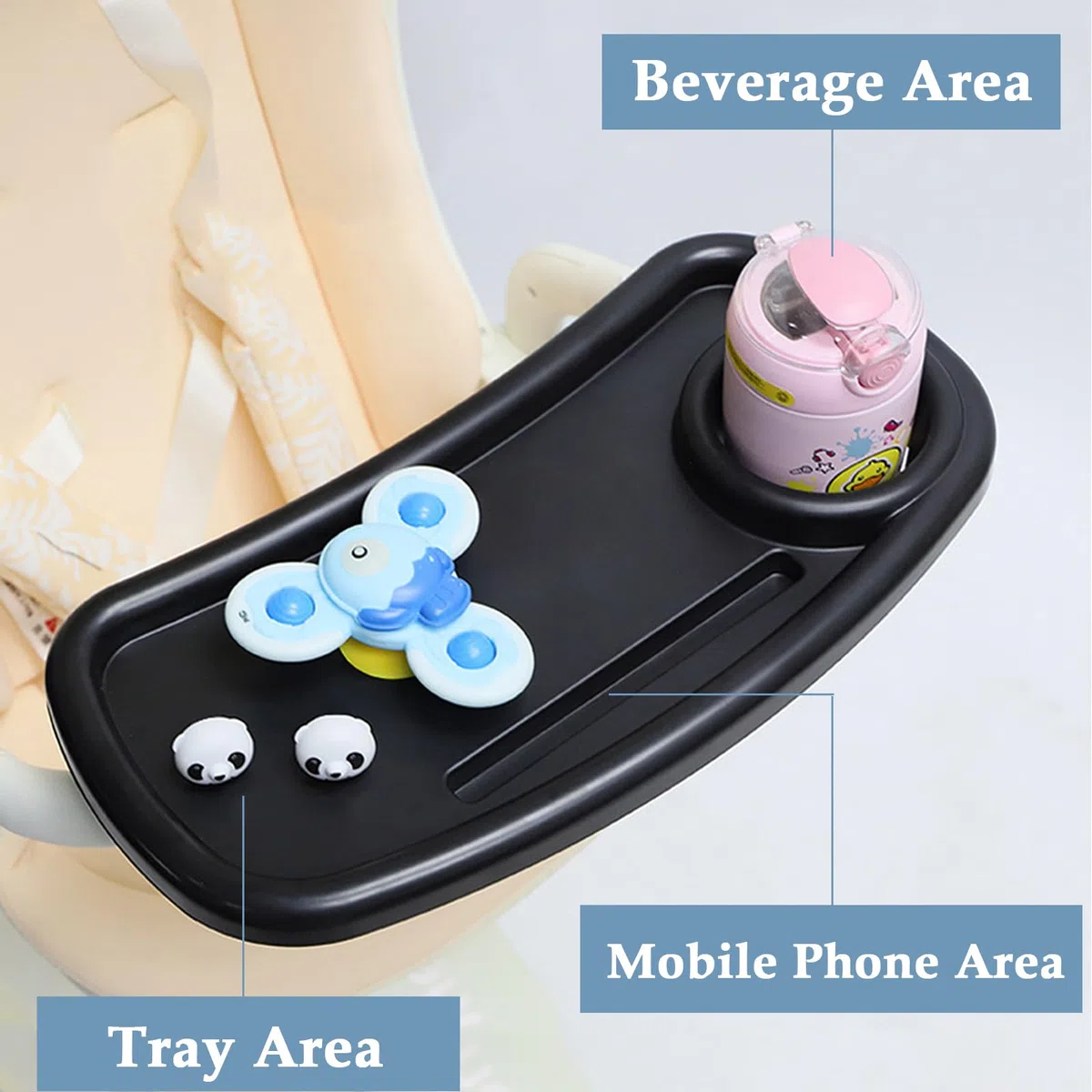 Vassoio Universale per Passeggino, Vassoio per Passeggino Universale, Vassoio Snack per Passeggino, Vassoio per Snack per Passeggino, Adatto per la Maggior Parte dei Passeggini (Nero)