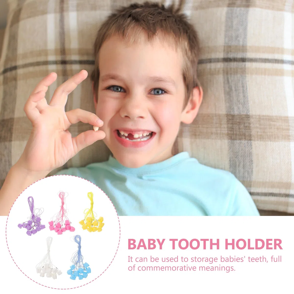 Contenitore per Denti da Latte - 50 pezzi Organizzatore di collane per riporre i denti - Scatola per Conservare Denti Decidua per Ricordo e Regalo per Neonati, Bambini