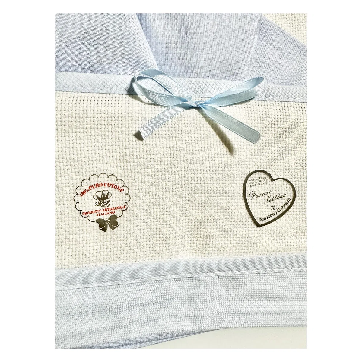 ADF Lenzuolino lettino neonato con tela aida,ottimo per idea regalo.Set composto da 3 pz,lenzuolo sopra+lenzuolo sotto+federa.100% Cotone misura 120X180 Made in Italy