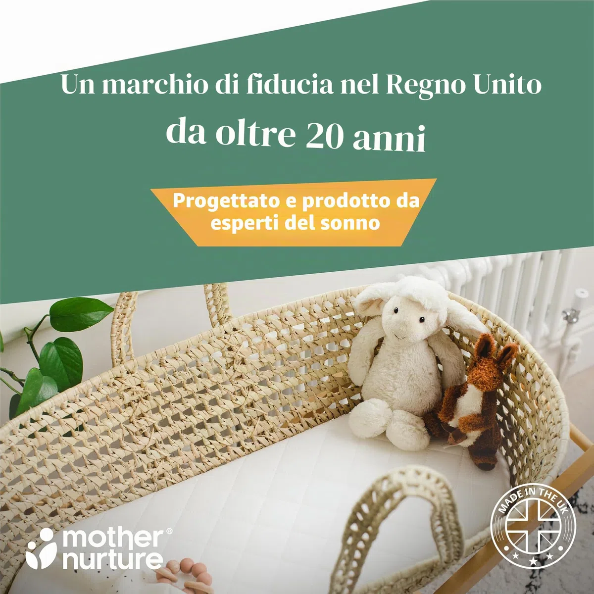 Mother Nurture, materasso per cesto porta-bambini in vimini
