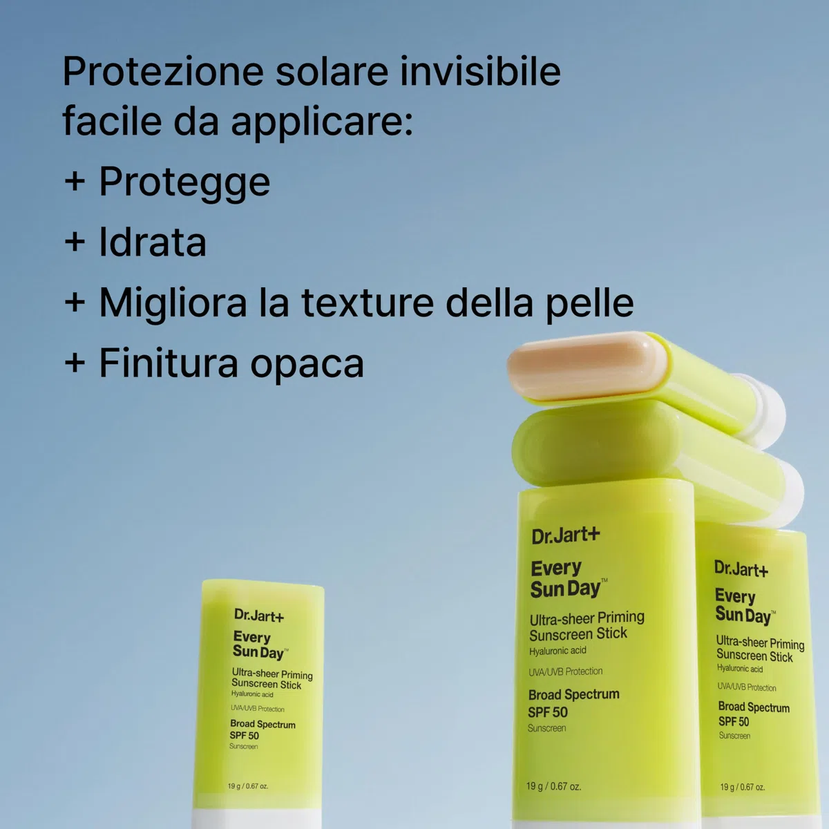 Dr.Jart+ Every Sun Day Priming Stick | Protezione Solare SPF 50 Ultra Trasparente | Stick Solare | Skincare Coreana, 19g