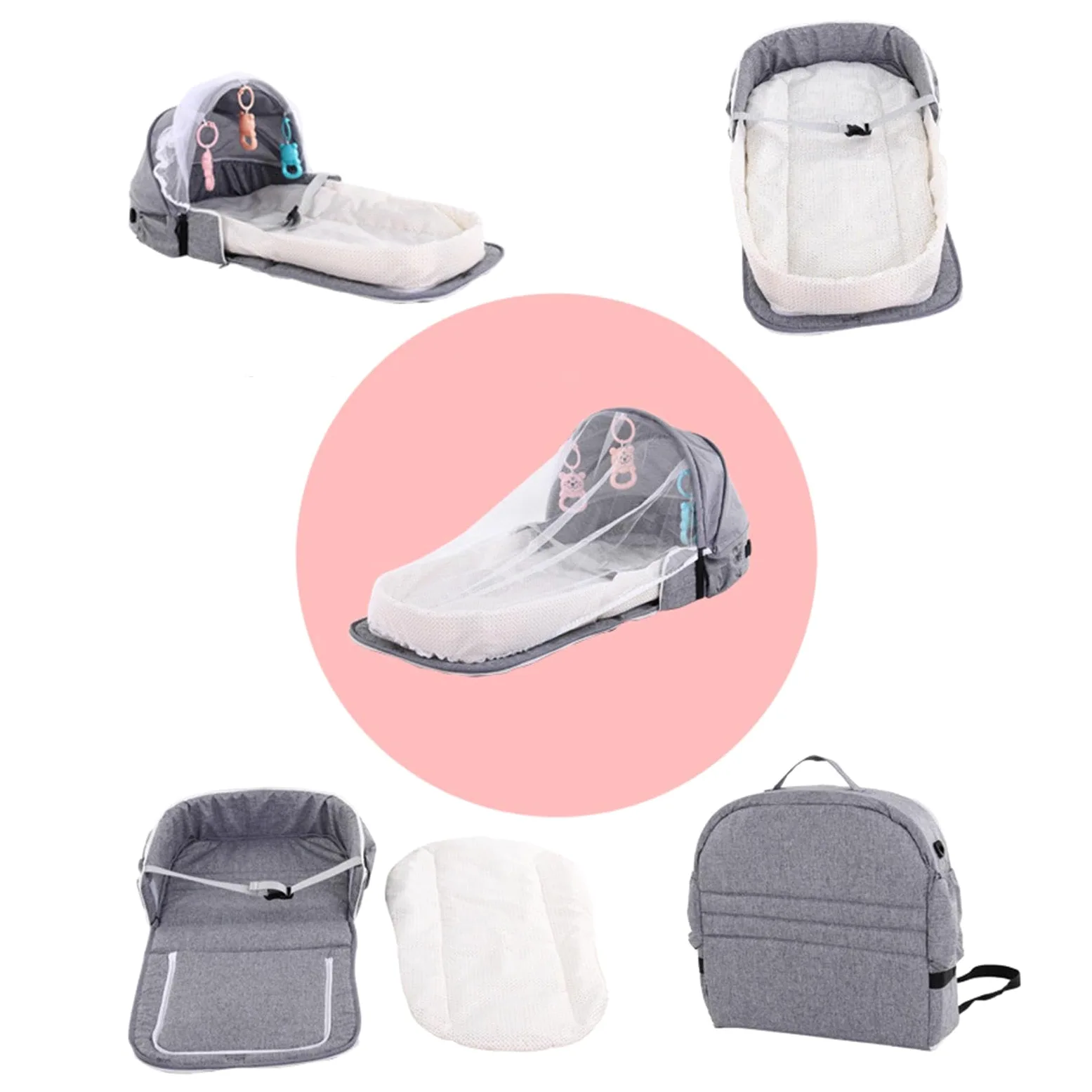 Culle portatili, culle da viaggio per bambini | Lettino da viaggio leggero con capsula da viaggio | per bambini, capsula da viaggio leggera, culla traspirante, lettino pieghevole, borsa