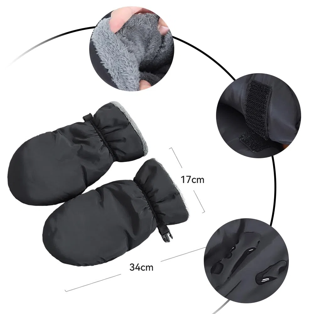 Guanti Passeggino Scaldamani, 1 Pezzi Scaldamani Muffole Passeggino e 2 Pezzi Ganci Passeggino, Denso e Riscaldati, Portiera e Impermeabile, Accessori per Passeggini, Adatto per L'inverno