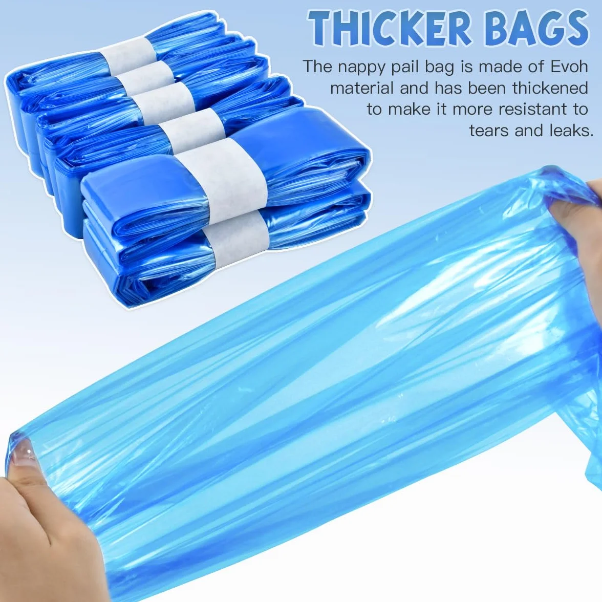 18 sacchetti di ricarica per pannolini, 4,5 m, ricarica per bidoni per pannolini, per Angelcare, Tommee Tippee, Litter Locker – blu