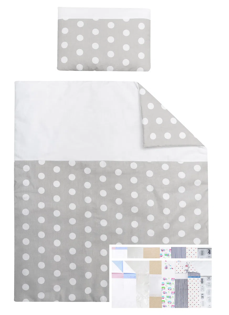 Vizaro - Piumino Lettino Neonato + Cuscino 70x80cm, 25x35cm - 100% PURO COTONE - Premium made in EU - A Pois Bianchi