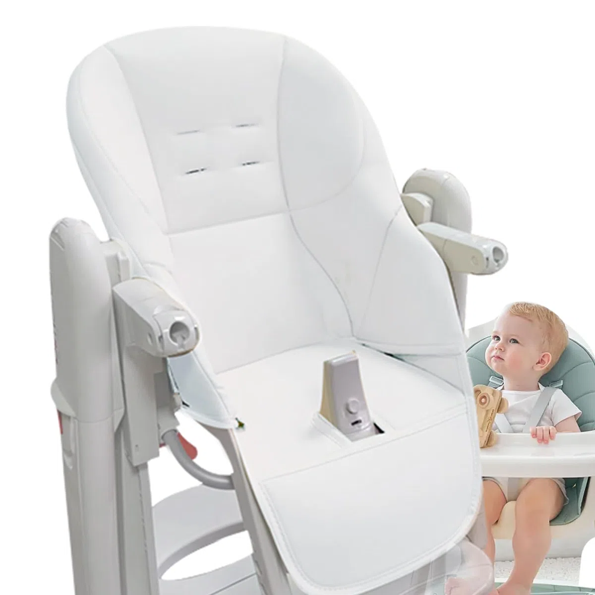 Fodera per sedia da pranzo per bambini, imbottitura per seggiolone in pelle PU, comoda fodera per cuscino per seggiolone per bambini Fodera ricambio per inserto per seggiolone per Peg Perego Tatamia