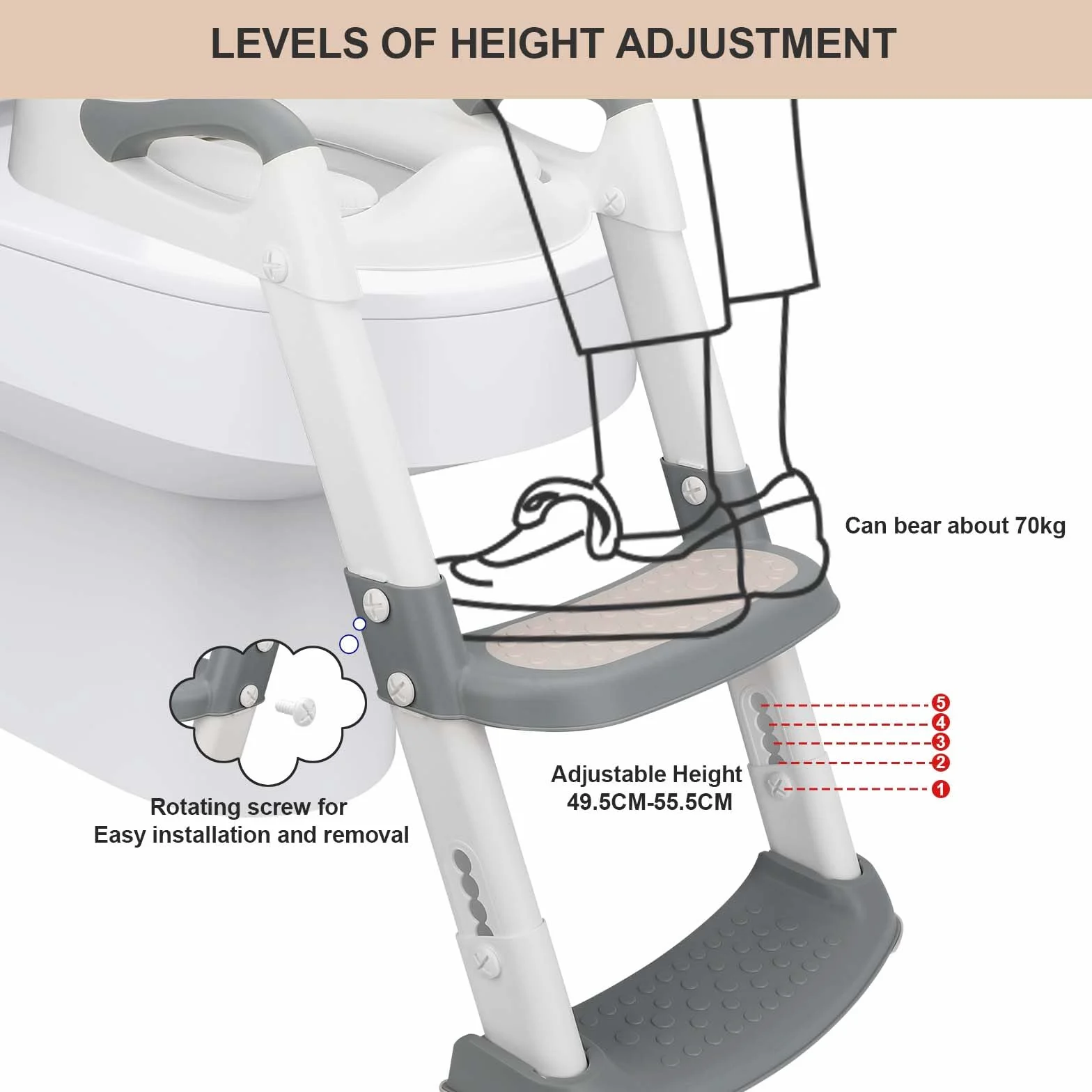 Royouzi Riduttore Wc Bambini, Scaletta Riduttore Wc per Bambini Pieghevole, Sedile Wc 2 In 1 con Scale, Pedana Antiscivolo Anti-Spruzzo