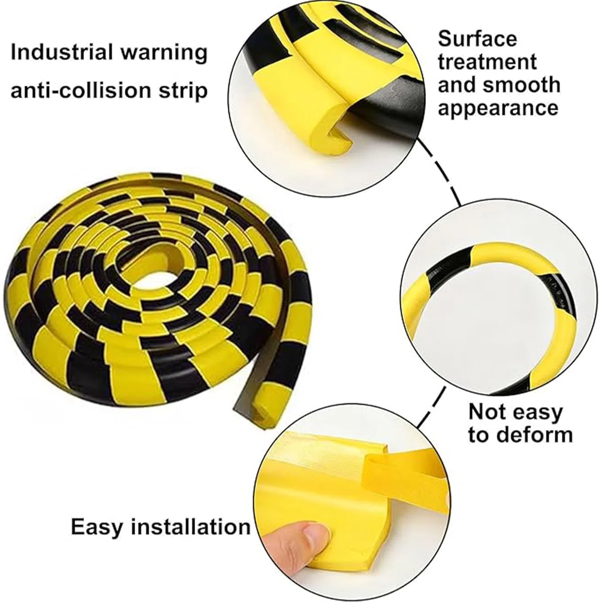 Paraspigoli da parete – Strisce adesive antiurto, protezione in schiuma a L, antiurto, di sicurezza nero-giallo, resistente, resistente al fuoco, per tavolo, porta 'armadio, garage