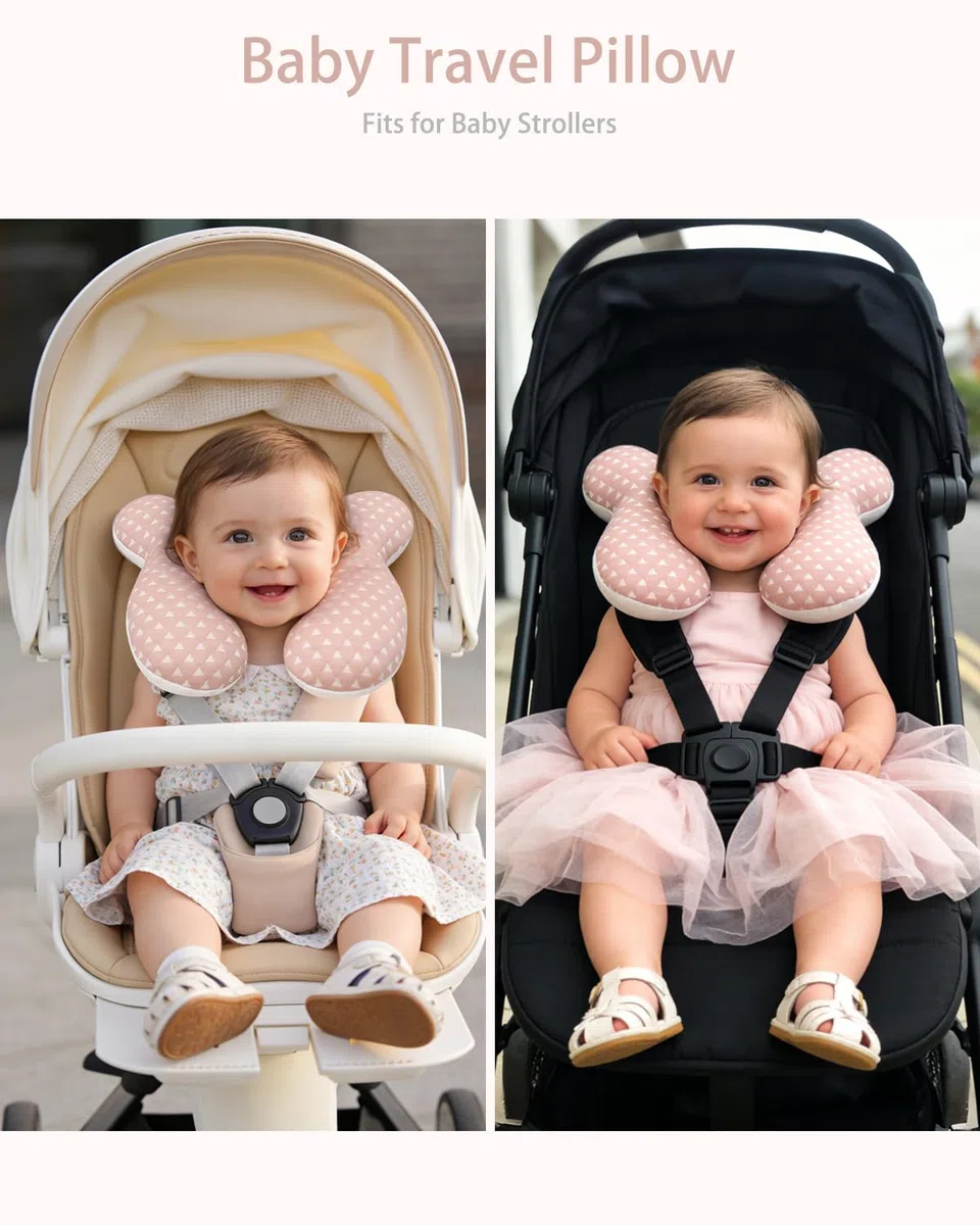 KAKIBLIN Cuscino da viaggio per bambini, cuscino da collo per seggiolino auto, cuscino di supporto per collo per testa e collo, supporto per la testa del neonato per seggiolino auto, passeggino