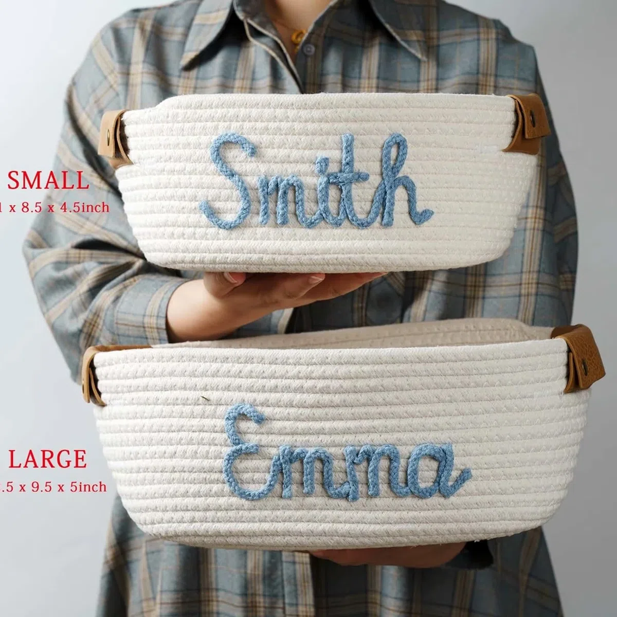 Cestino Personalizzato Con Nome For Baby Shower For Bambine E Bambini, Cestino In Cotone Personalizzato Con Nome, Regalo For Neonati/animali Domestici/giocattoli(13x24x32cm)