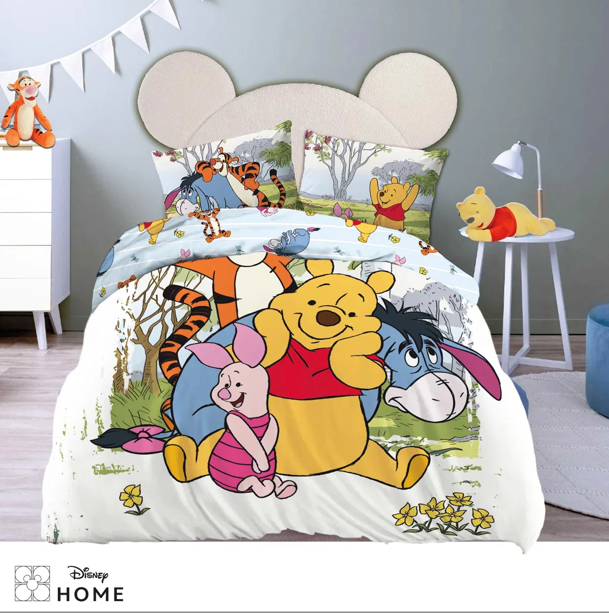 Biancheria da letto Disney Winnie The Pooh, 40 x 60 cm + 100 x 135 cm, 100% cotone con chiusura lampo