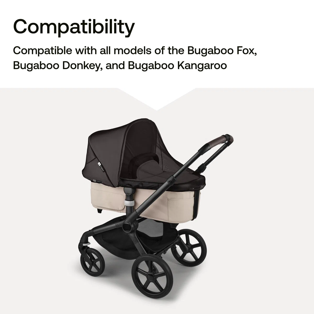 Bugaboo Zanzariera per passeggini Fox, Donkey e Kangaroo – Rete morbida protezione dagli insetti, navicella e coprisedile, facile fissaggio con un solo movimento