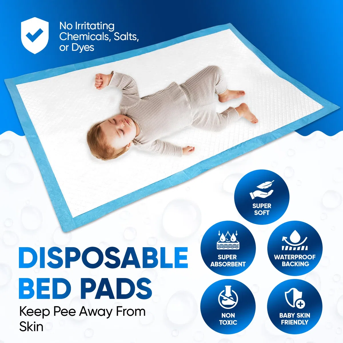 Set di 20 tappetini usa e getta per bambini, 60 x 40 cm, assorbenti per letto per incontinenza, tappetini usa e getta per fasciatoio
