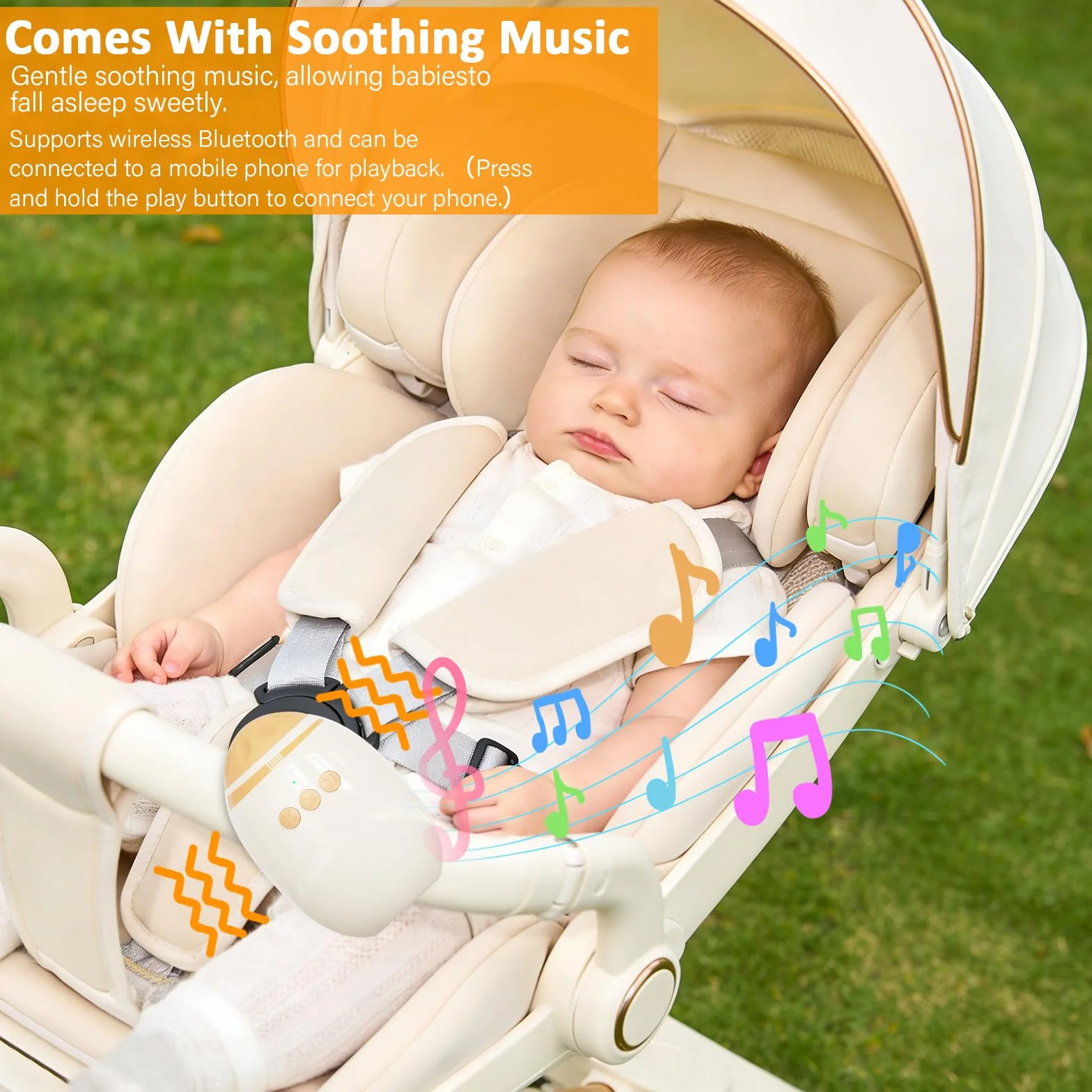 Dondola Passeggino Elettrico,Aiuto a Dormire per Bambini,Dondolo Passeggino Automatico Con 11 Canzoni Rilassanti per Dormire,Ricaricabile USB-C- Baby Rocker,Intensità Di Dondolio,Timer,Per Passeggino