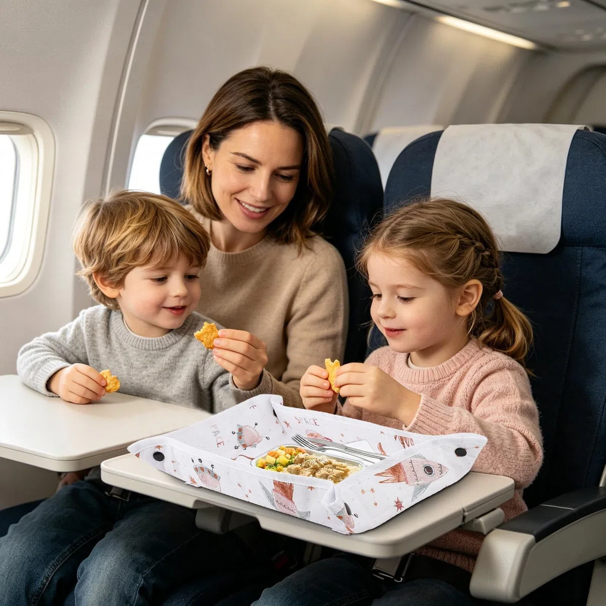 Generico Copertura per Vassoio Aereo - Con Tasca Impermeabile Fantasia Cartoni Animati - Coprivassoio da Viaggio per Aerei - Per Bambini E Bambine Tavoli Da Pranzo Viaggi In Auto Voli Lunghi