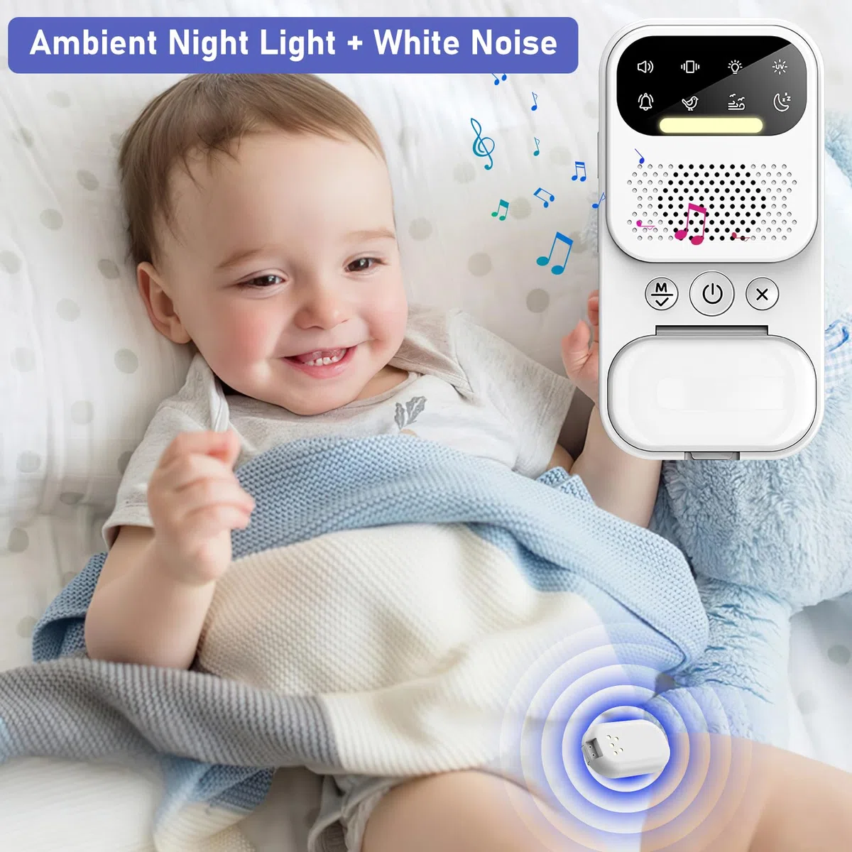 Allarme Pipì per Bambini Senza Fili, Allarme Portatile per Pipì con Luce Notturna/Rumore Bianco Senza Fili, Allarme Pipì per Bambini Ricaricabile via USB, 3 Modalità di Funzionamento