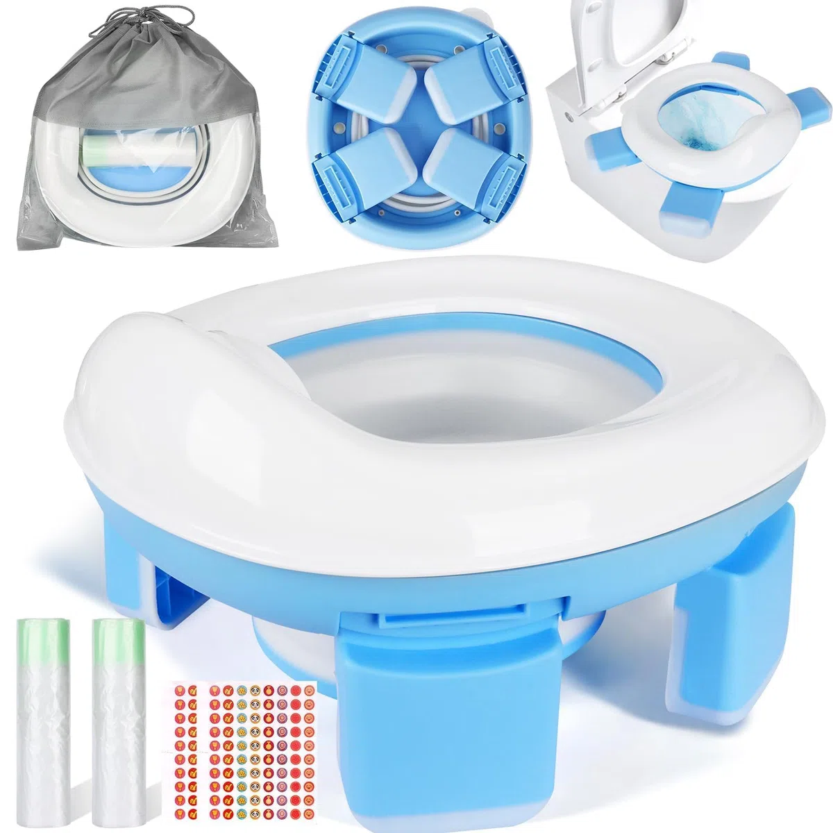 Vasino Portatile per Bambini da Viaggio,Vasino Per Bambini WC con 20 Borsa per Vasino,Portatile Vasino Pieghevole Da Viaggio Toilette Pieghevole Bambini Per Campeggio Indoor Outdoor