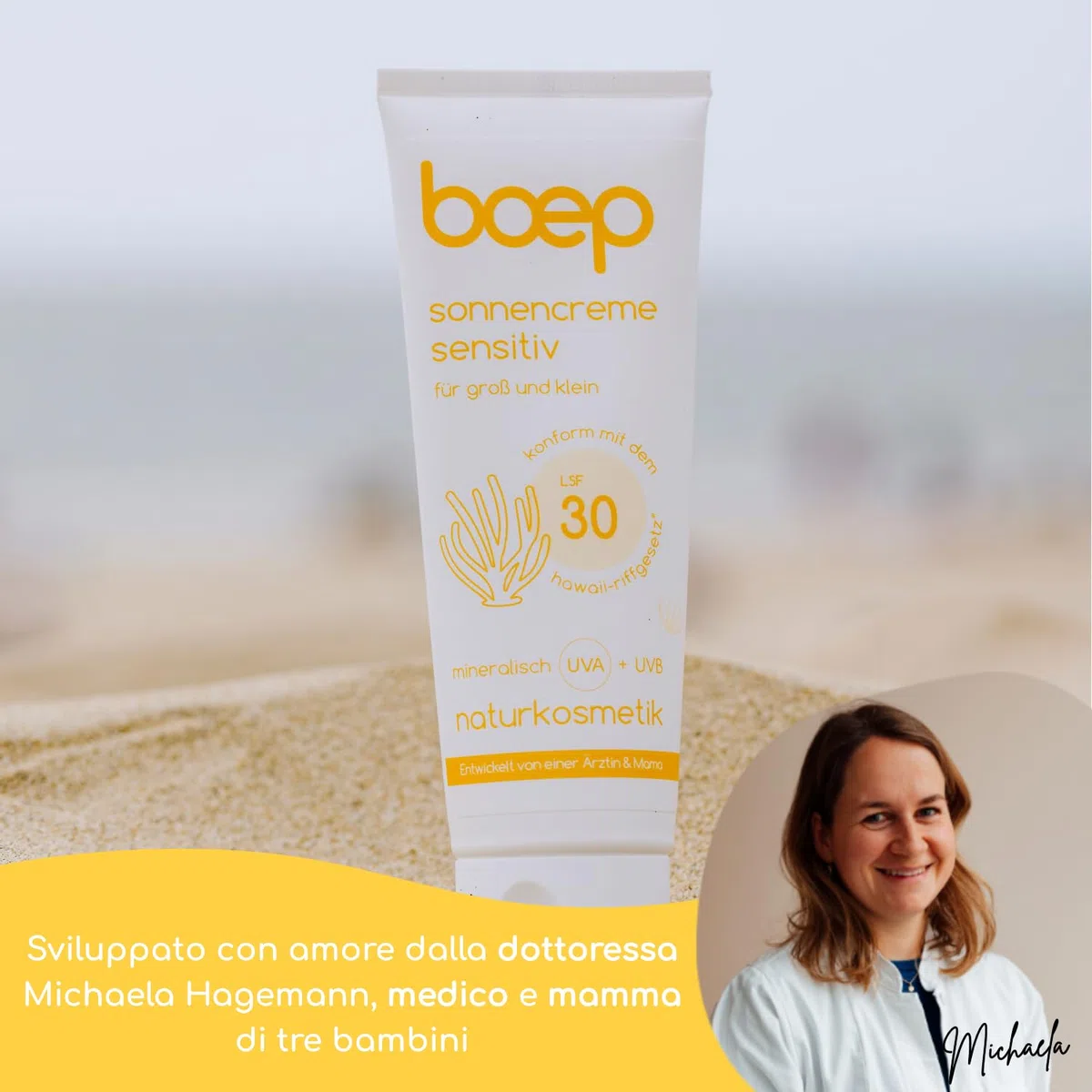 boep Protezione Solare Sensibile SPF30 | Crema solare minerale per neonati, bambini e adulti con pelle sensibile e allergica senza profumo | Filtro UV all'ossido di zinco | Cosmetici naturali (100ml)