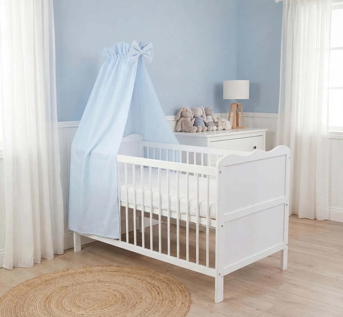 TupTam Baldacchino per Letto per Bambini con Fiocco, Blu, c. 160x240 cm