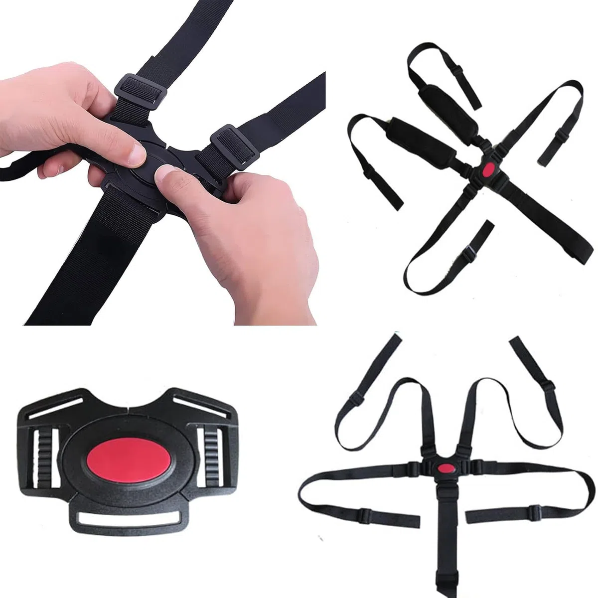 dcas Cinghia Di Sicurezza Regolabile Universale, Regolabile Cintura Di Sicurezza Per Bambini, Cinture Passeggino, Cintura Di Sicurezza Per Bambini a 5 Punti, Punti Bambini Imbracatura (Nero)