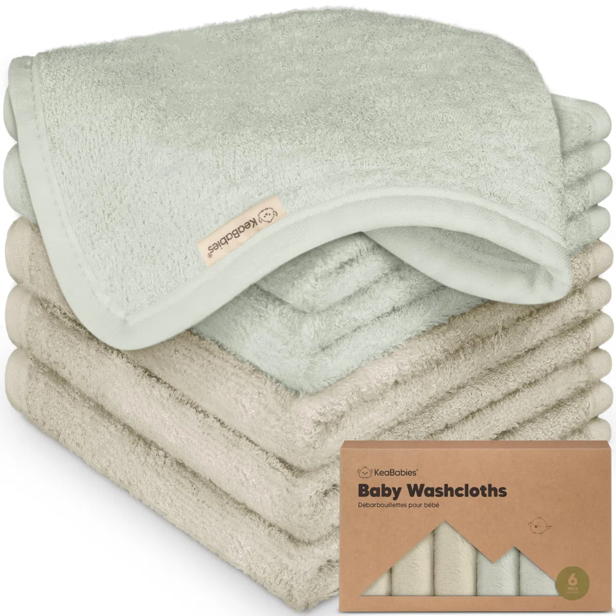 6-Pack di Salviette in Bamboo Biologico - Salviette Morbide in Bamboo, per Bambini, Asciugamani per Bambini, Salviette in Spugna, per il Viso (Stone/Dove)