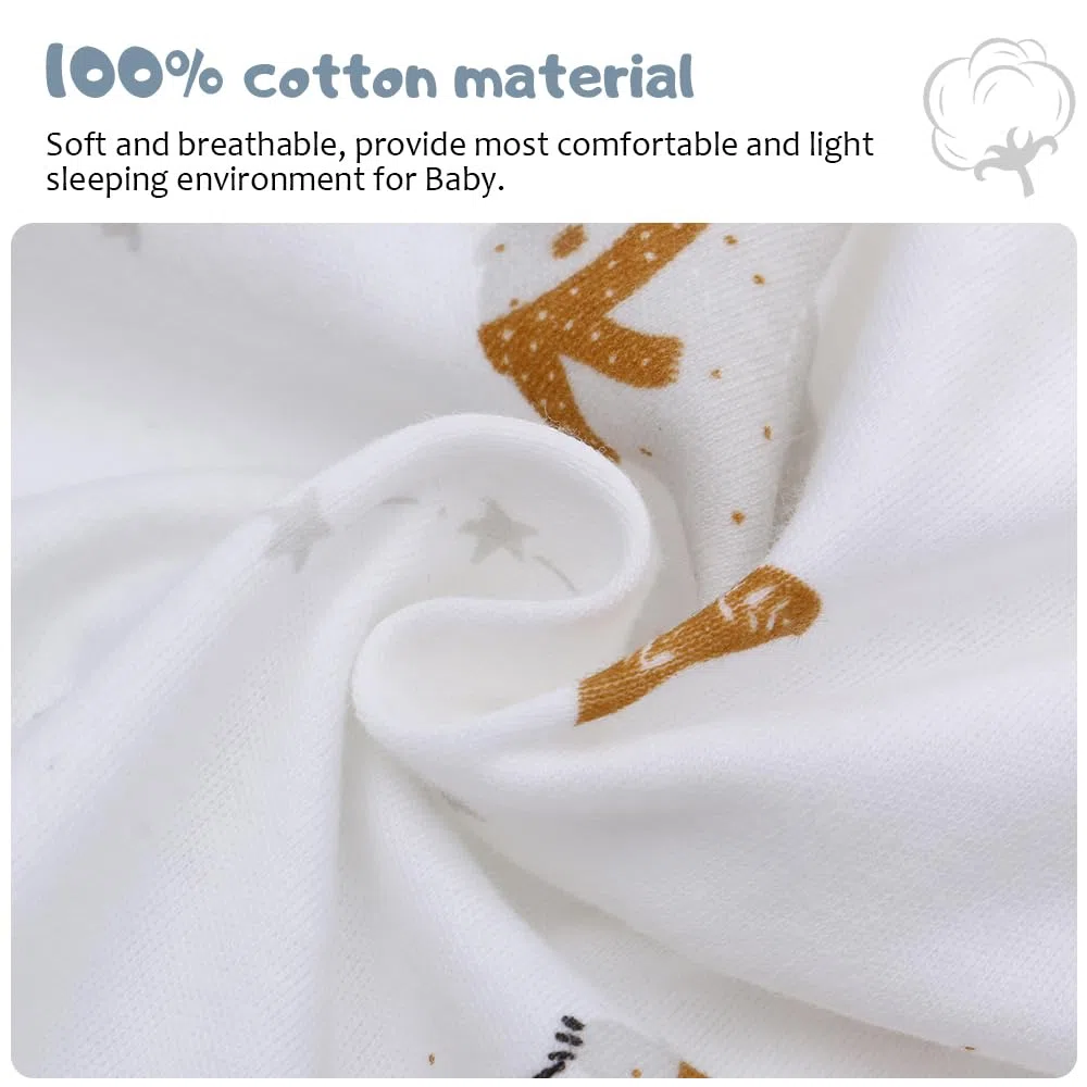 Miracle Baby 2 Pezzi Sacco nanna portatile in 100% cotone, a maniche lunghe,ceniera, per bambini da 0 a 18 mesi