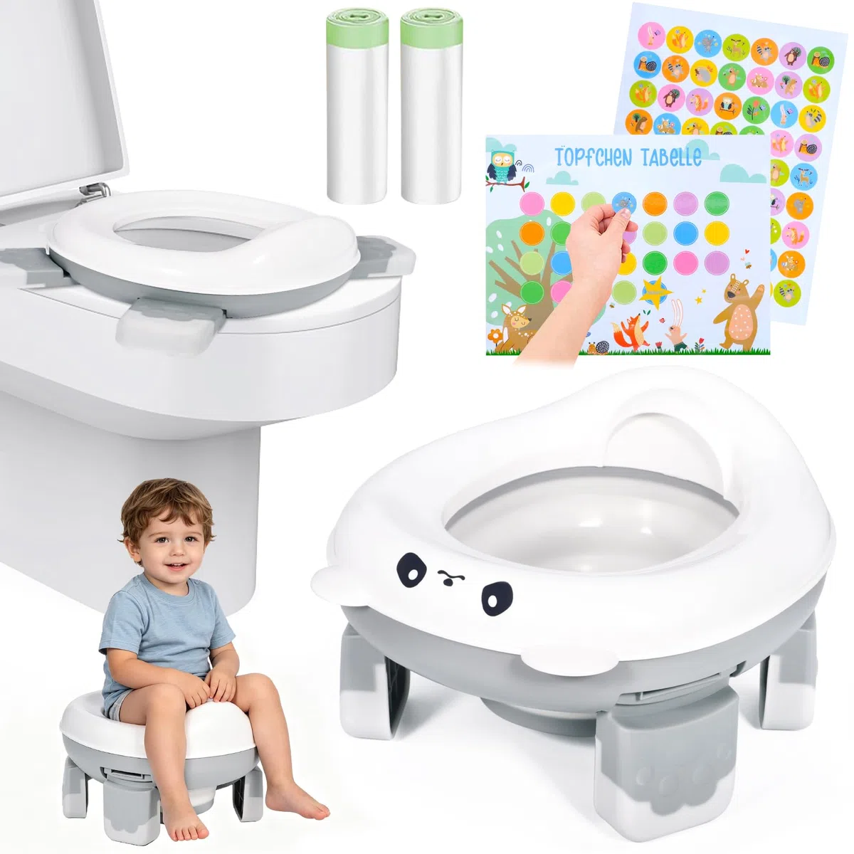 Vasino Portatile Per Bambini Da Viaggio, Water Portatile Bambini Vasino Pieghevole Da Viaggio, Riduttore Wc Portatile Con Sacchetti Della Spazzatura
