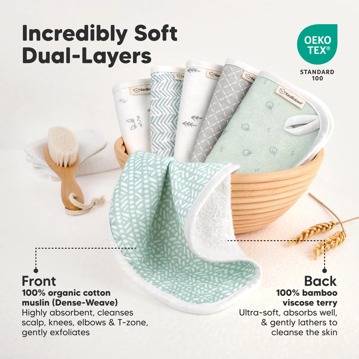 6pk Salviette bebè cotone per neonati - Salviette in mussola di cotone bio morbide per maschi, femmine, neonati, asciugamani bimbi, assorbenti e delicate per pelle sensibile (Nordic)