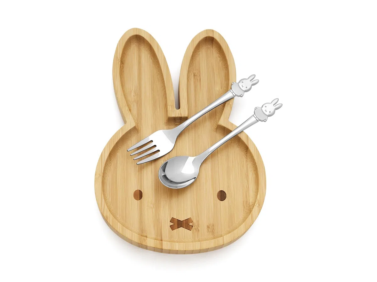 Zilverstad - Piatto in bambù Miffy + posate 2 pz in acciaio inox