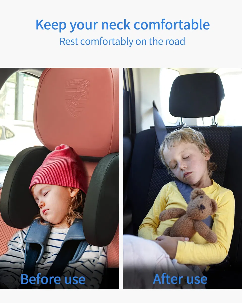 Poggiatesta Auto, Poggiatesta Auto Bambini, Poggiatesta Ergonomico Per Auto, Poggiatesta Per Sedile Auto Regolabile Con Porta Cellulare E Scatola Per Aromaterapia Per Adulti, Bambini, Gestante.