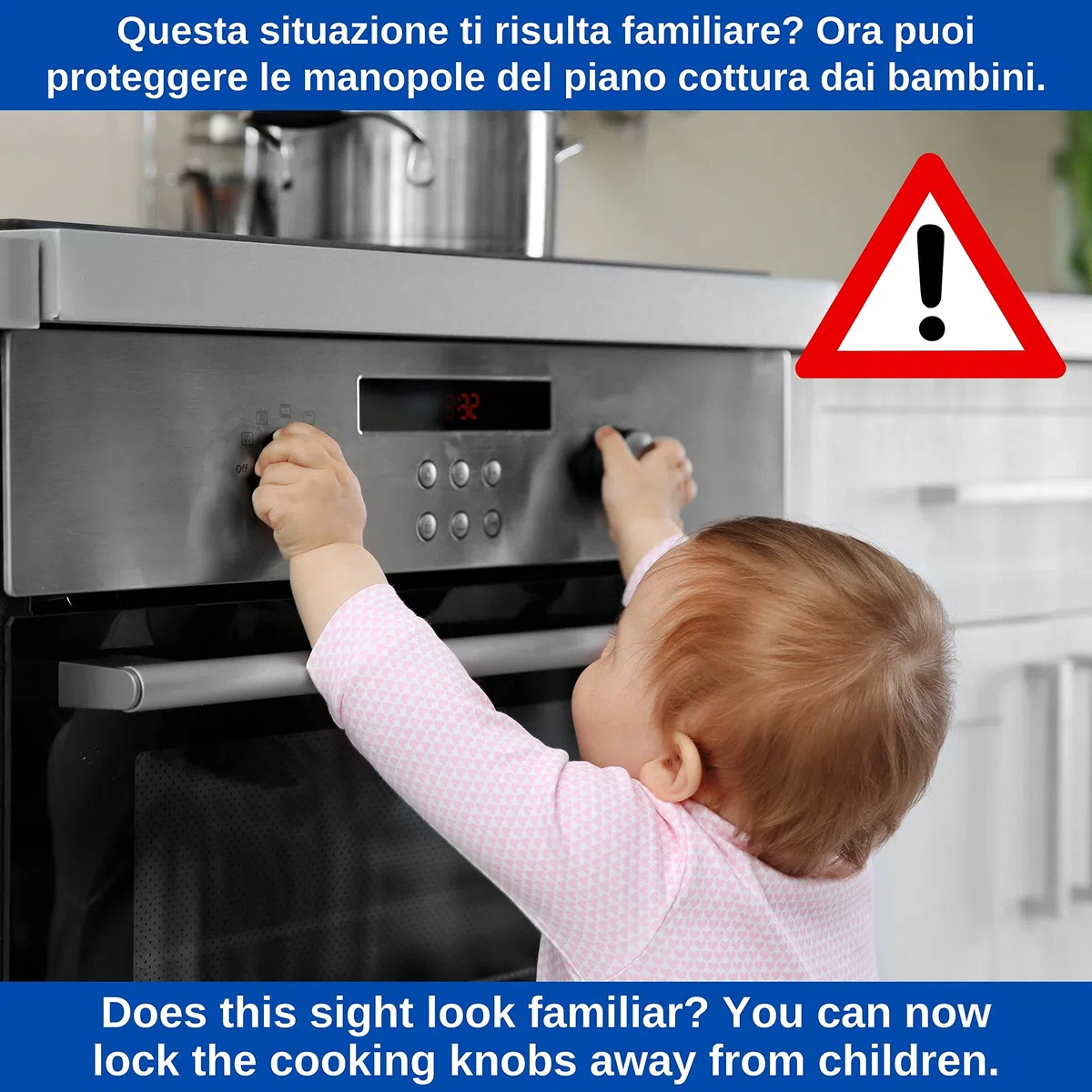 Copri Manopola per Fornello e Blocco Sicurezza Forno, Set di 7, Protezione per Manopole del Piano Cottura, Blocco di Protezione per Fornelli, max. Ø 49 mm manopola, min. 61 mm distanza centro a centro