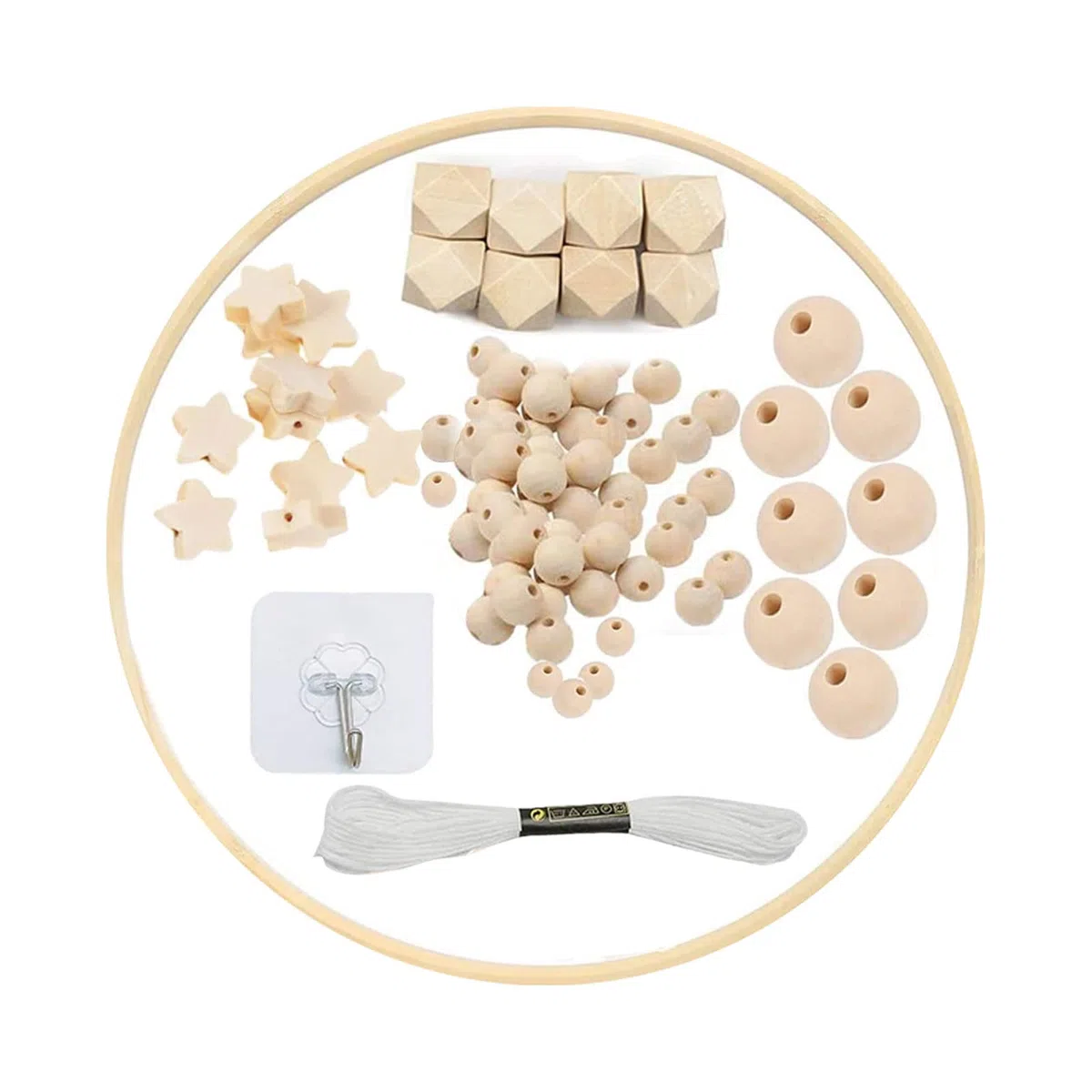 Kit telaio mobile in legno fai-da-te, Pendenti Perline da Giardino Fatti A Mano, Perline Legno Naturale, Campana Di Vento Bambini, Giocattoli Per Culla Neonati, Culla Musicale