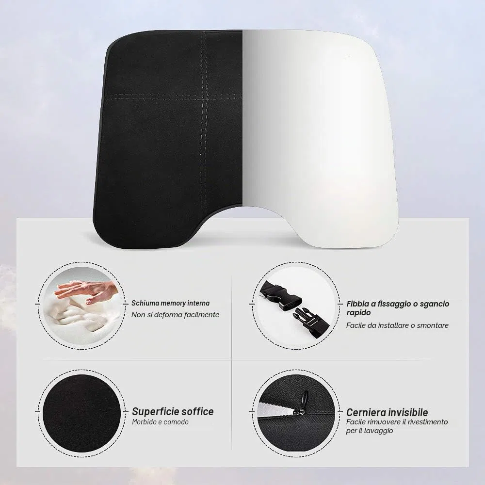 EASY EAGLE Cuscino Poggiatesta Auto in Tessuto Scamosciato e Schiuma di Memoria, Ortopedico per Collo, per Cervicale, Supporto per Seggiolino, Nero, 1 Pezzo