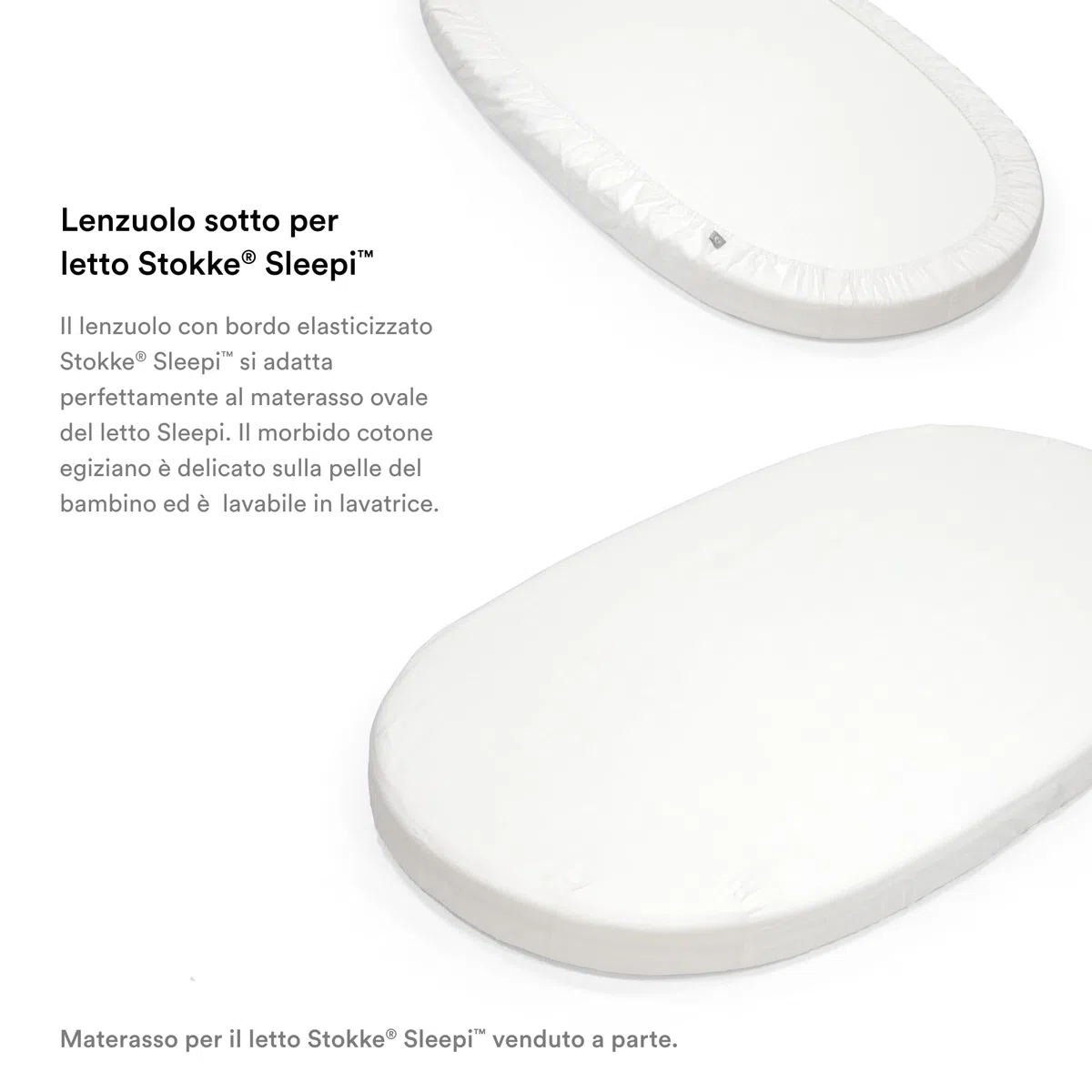 Stokke Lenzuolo sotto Sleepi, Bianco - Morbide lenzuola per sogni dolcissimi - Per i letti Sleepi - 100% morbido percalle di cotone - Lavabile