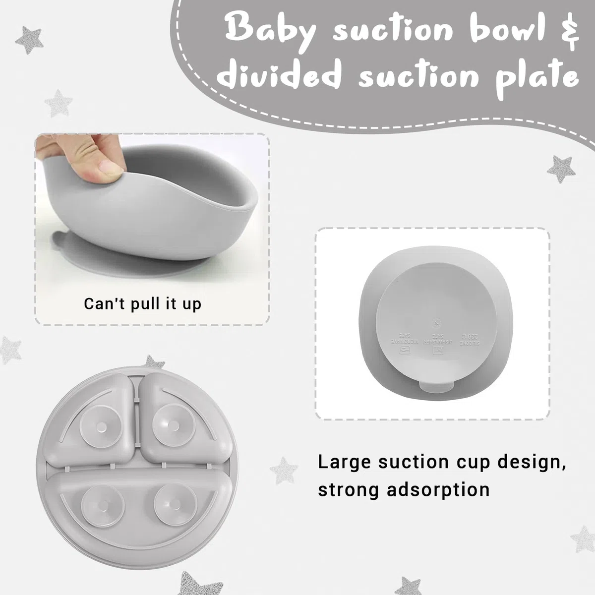 Set Pappa per Bambini 10 Pezzi Svezzamento Completo, Piatto e Ciotola in Silicone con Ventosa Antiscivolo, Cucchiaio Forchetta Bavaglino, Stoviglie Sicure per Neonati e Bambini