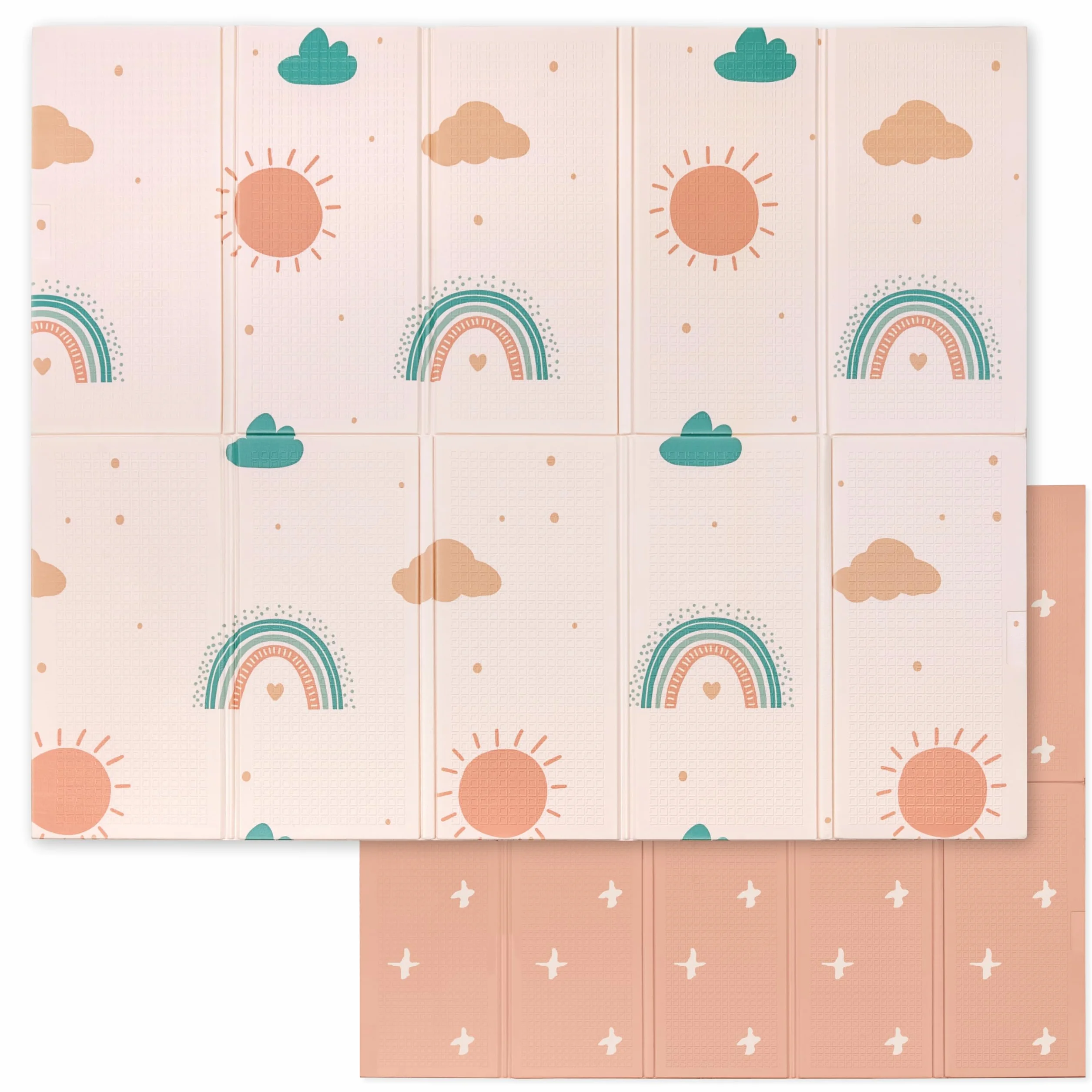 Tappeto Gioco Bambini Pieghevole Sweety Fox - Tappeto Gioco Neonato 150x180x1cm - Tappeto Bambini Reversibile, Impermeabile per Sviluppo Sensoriale in Schiuma - Tappeto Neonato - Arcobaleno