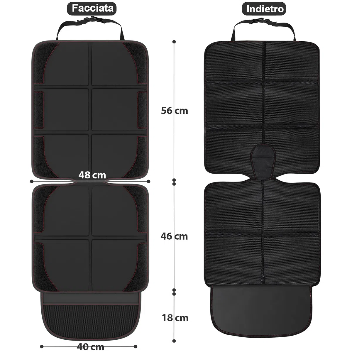 Gimars XL Protettore di Sedili Auto, 2 pezzi, [Compatibile ISOFIX] Universale Antiscivolo Impermeabile Tessuto Oxford 600D Coprisedili Auto Bambini con 2 Tasche Rete per SUV Berline Camion, Nero