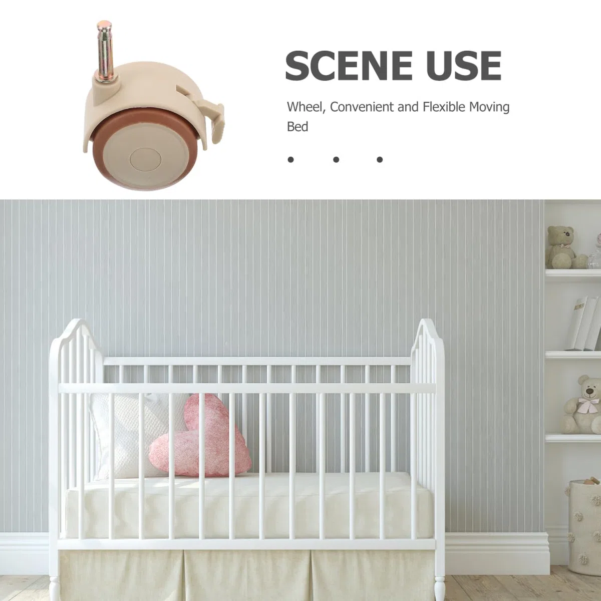 Abaodam 5 Pz Rotelle Per Culla Rotelle Del Letto Ruota Con Asta Silenziosa Per Culla in Gomma Ruota Piroettante Ruota Per Cancello Interasse Mini Ruote Beige Gomma Da Cancellare