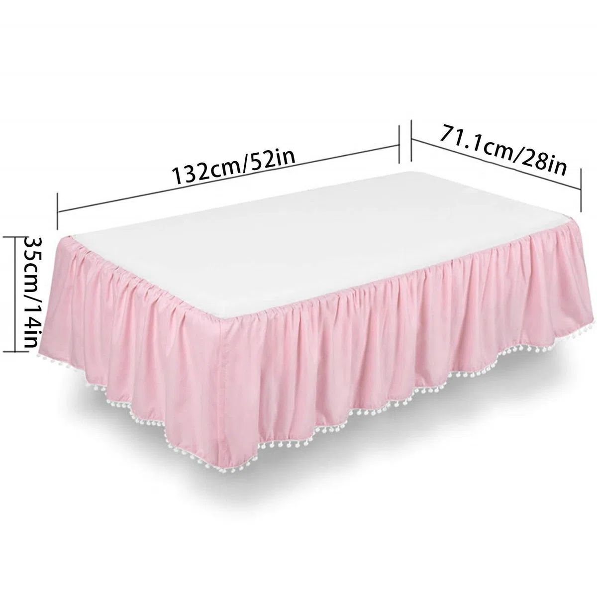 Gonne per Lettino - Gonne per Lettino per Bambini | Gonna arricciata per presepe con Pompon, gonne per Lettino per Bambini in Microfibra per Bambine 28 "X 52"