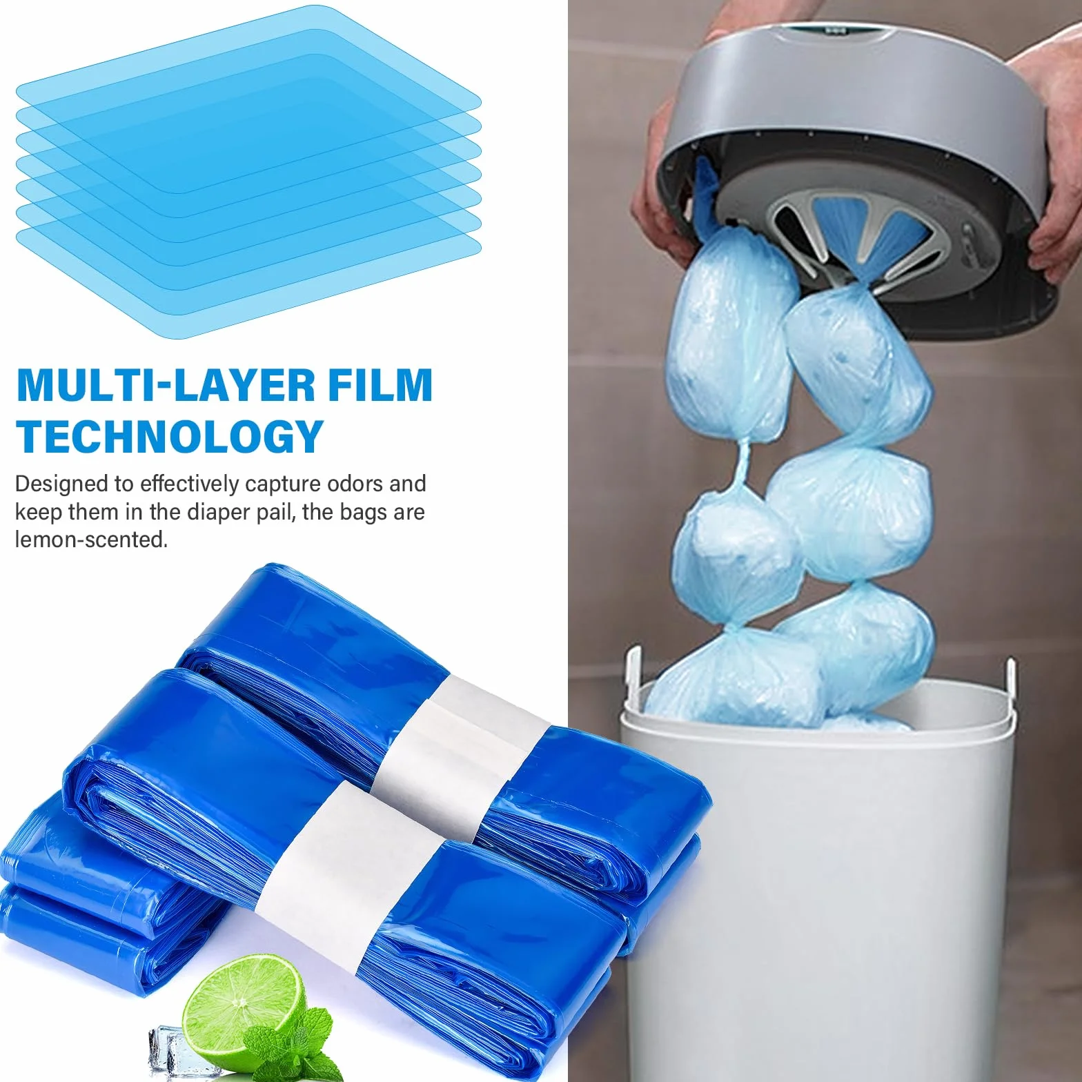 Gigmeta 9 Pezzi Ricarica Mangiapannolini, Pannolino Sacchetti di Ricarica Compatibile con AngelCare & Litter Locker & Tommee Tippee