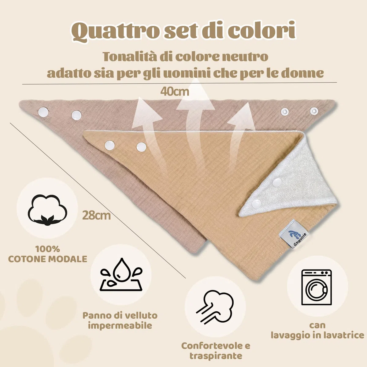 Bavaglini Neonato,12 Pezzi Bavaglini Pappa,Bandana Neonati,Sciarpa Triangol,Mussola Bambino,Cotone Sciarpa Bambino Regolabile per Ragazzo e Ragazza